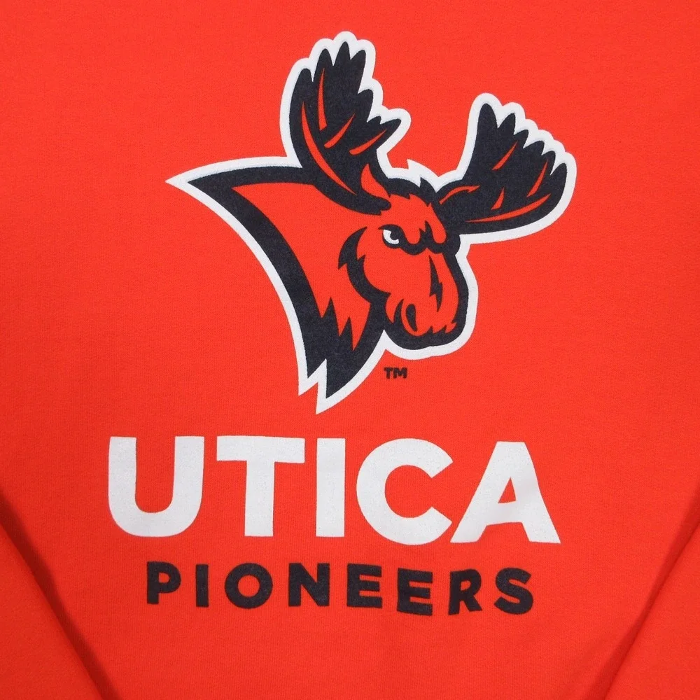 Utica Pioneers‎ Sweater Mens XS Orange Crewneck Sweatshirt Champion College NCAA
